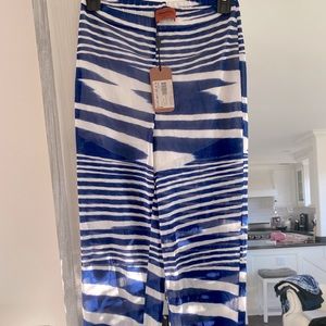MISSONI Blue & White Wide Leg Trousers